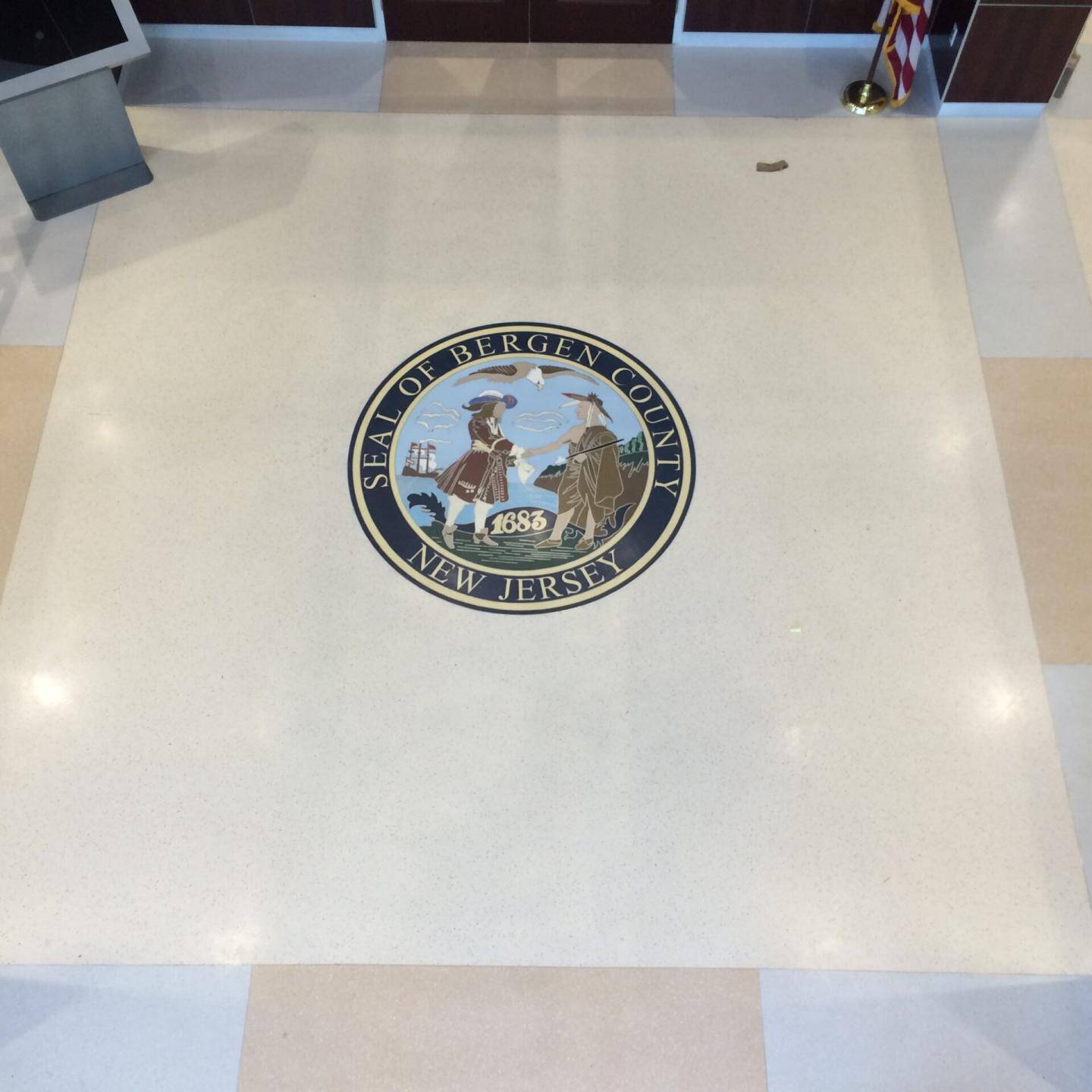 Floor with county seal