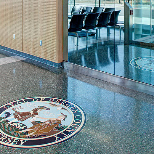 Floor with county seal